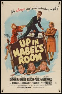 3t924 UP IN MABEL'S ROOM 1sh 1944 wacky artwork of Marjorie Reynolds, Dennis O'Keefe & Gail Patrick