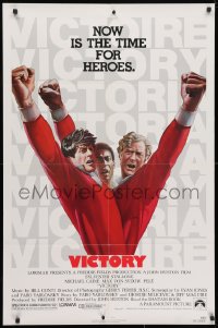 3t932 VICTORY 1sh 1981 Huston, cast art of soccer players Stallone, Caine & Pele by Jarvis!