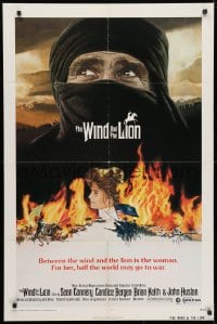 3t969 WIND & THE LION 1sh 1975 art of Sean Connery & Candice Bergen, directed by John Milius!