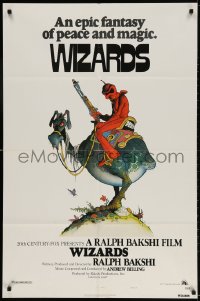 3t975 WIZARDS 1sh 1977 Ralph Bakshi directed animation, cool fantasy art by William Stout!