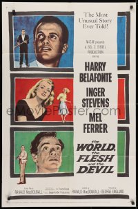 3t980 WORLD, THE FLESH & THE DEVIL 1sh 1959 Inger Stevens, Harry Belafonte & Mel Ferrer!