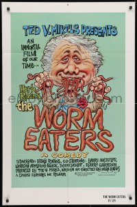 3t981 WORM EATERS 1sh 1977 Ted V. Mikels gross-out classic, great wacky artwork by Green!