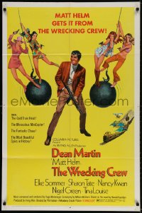 3t982 WRECKING CREW 1sh 1969 McGinnis art of Dean Martin as Matt Helm with sexy spy babes!