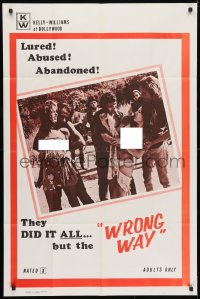 3t983 WRONG WAY 1sh 1972 naked girls lured, abused & abandoned, they did it all!