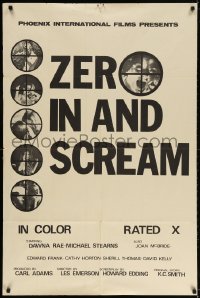 3t997 ZERO IN & SCREAM 1sh 1970 Dawna Rae, cool images of people in scope of a sniper rifle!