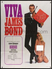 3w656 GOLDFINGER French 1p R1970 art of Sean Connery as James Bond 007 by Jean Mascii!