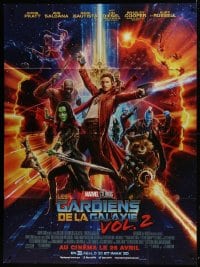 3w667 GUARDIANS OF THE GALAXY VOL. 2 advance French 1p 2017 Marvel, great full-color cast montage!