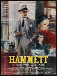 3w674 HAMMETT French 1p 1982 Wim Wenders, Frederic Forrest, cool Peellaert detective artwork!