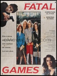 3w680 HEATHERS French 1p 1991 Fatal Games, really young Winona Ryder & Christian Slater!