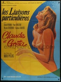 3w685 HER & SHE & HIM French 1p 1970 Claude Et Greta, Max Pecas, art of sexy Astrid Frank!