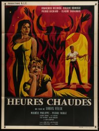 3w690 HOT HOURS French 1p 1959 Guy Gerard Noel art of Devil tempting beautiful young women!