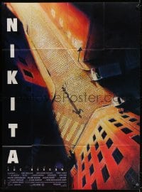 3w743 LA FEMME NIKITA French 1p 1990 Luc Besson, cool overhead art of Anne Parillaud in alley!