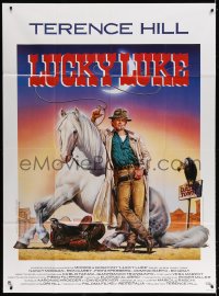 3w773 LUCKY LUKE French 1p 1991 cool Casaro artwork of Terence Hill in the title role by horse!
