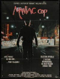 3w786 MANIAC COP French 1p 1988 completely different image of crazed New York City cop!