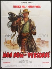 3w816 MY NAME IS NOBODY style B French 1p 1974 Il Mio nome e Nessuno, art of Terence Hill by Casaro!