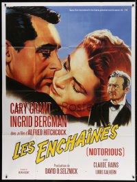 3w835 NOTORIOUS French 1p R2008 Roger Soubie art of Cary Grant & Ingrid Bergman, Hitchcock classic!