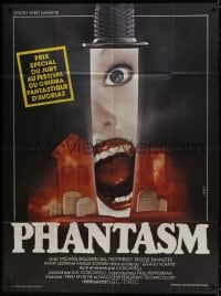 3w851 PHANTASM French 1p 1979 best completely different Landi art of terrified woman on knife!