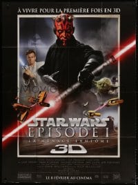 3w853 PHANTOM MENACE advance French 1p R2012 Star Wars Episode I in 3-D, great image of Darth Maul!