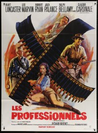 3w871 PROFESSIONALS French 1p R1970s Mascii art of Lancaster, Lee Marvin & sexy Claudia Cardinale!