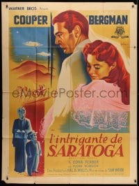 3w899 SARATOGA TRUNK French 1p 1945 Grinsson art of Gary Cooper & Ingrid Bergman, Ferber, rare!