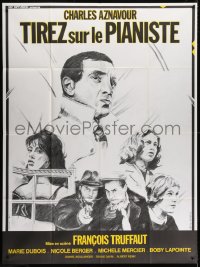 3w911 SHOOT THE PIANO PLAYER French 1p R1970s Francois Truffaut, cool art by Catherine Feuillie!