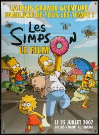 3w914 SIMPSONS MOVIE advance French 1p 2007 great Matt Groening art of Homer Simpson w/donut!