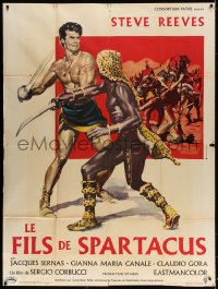 3w916 SLAVE French 1p 1963 Il Figlio di Spartacus, art of Steve Reeves as the son of Spartacus!
