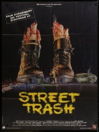 3w929 STREET TRASH French 1p 1987 completely different gruesome artwork of severed feet in boots!