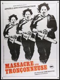 3w938 TEXAS CHAINSAW MASSACRE French 1p R1980s Tobe Hooper classic, different Leatherface image!
