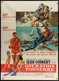 3w943 THUNDERBALL French 1p 1965 McGinnis & McCarthy art of Connery as James Bond, 1st release!