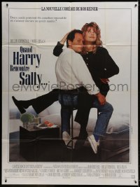3w975 WHEN HARRY MET SALLY French 1p 1989 great romantic image of Billy Crystal & Meg Ryan!