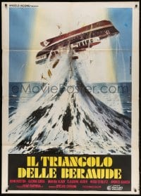 3w225 BERMUDA TRIANGLE Italian 1p 1978 wild Piovano art of ship tossed upside-down in the ocean!