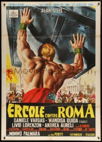 3w298 HERCULES AGAINST ROME Italian 1p 1964 Casaro art of strongman Sergio Ciani vs entire army!