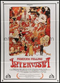3w306 INTERVISTA Italian 1p 1987 Federico Fellini, wonderful montage art by Milo Houston!