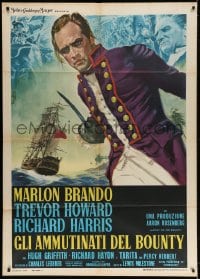 3w349 MUTINY ON THE BOUNTY Italian 1p R1970s different art of Marlon Brando & ship by Enzo Nistri!