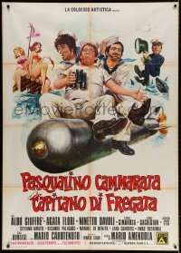 3w365 PASQUALINO CAMMARATA CAPITANO DI FREGATA Italian 1p 1974 wacky art of sailors on torpedo!