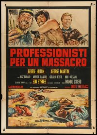 3w371 PROFESSIONALS FOR A MASSACRE Italian 1p 1967 Gasparri art of Hilton, Martin & Edd Byrnes!