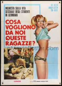 3w385 SCHULER-REPORT Italian 1p 1973 Mos art of sexy female student undressing!