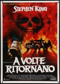 3w398 SOMETIMES THEY COME BACK Italian 1p 1991 Stephen King, cool art with flaming skull!