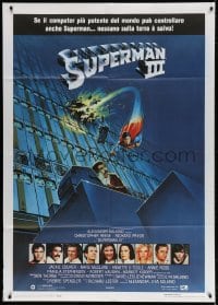 3w402 SUPERMAN III Italian 1p 1983 art of Christopher Reeve flying with Richard Pryor by L. Salk!