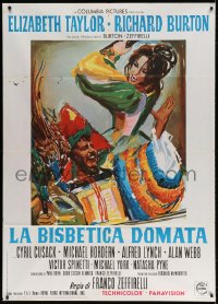 3w407 TAMING OF THE SHREW Italian 1p 1967 different Brini art of Elizabeth Taylor & Richard Burton!