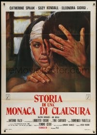 3w425 UNHOLY CONVENT Italian 1p 1973 different Tarantelli art of abused nun Catherine Spaak, rare!