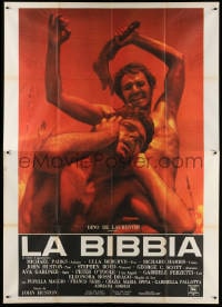 3w098 BIBLE Italian 2p 1967 La Bibbia, Richard Harris as Cain killing Franco Nero as Abel!