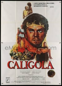 3w105 CALIGULA Italian 2p 1980 Malcolm McDowell, Penthouse's Bob Guccione sex epic, Fantini art!