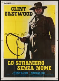 3w137 HIGH PLAINS DRIFTER Italian 2p 1973 art of Clint Eastwood holding whip by Enzo Nistri!