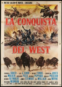 3w138 HOW THE WEST WAS WON Italian 2p 1964 John Ford epic, great artwork by Reynold Brown!
