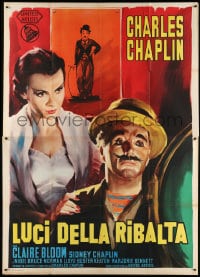 3w153 LIMELIGHT Italian 2p R1960s great different art of Charlie Chaplin & Claire Bloom, rare!
