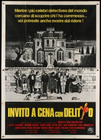 3w161 MURDER BY DEATH Italian 2p 1976 great Charles Addams art of cast by dead body!