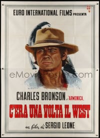 3w168 ONCE UPON A TIME IN THE WEST teaser Italian 2p 1968 Charles Bronson, Sergio Leone, very rare!