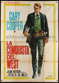 3w174 PLAINSMAN Italian 2p R1966 best art of Gary Cooper as Wild Bill Hickok, Cecil B. DeMille